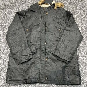 Forever 21 Parka Jacket Women 3X Plus Black Fur Hooded Adult Outdoor